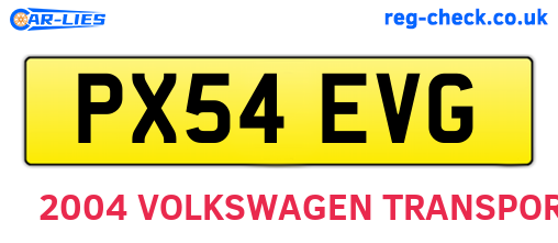 PX54EVG are the vehicle registration plates.