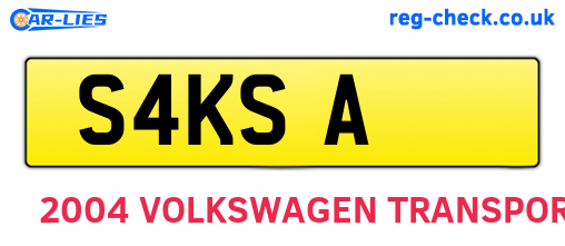 S4KSA are the vehicle registration plates.