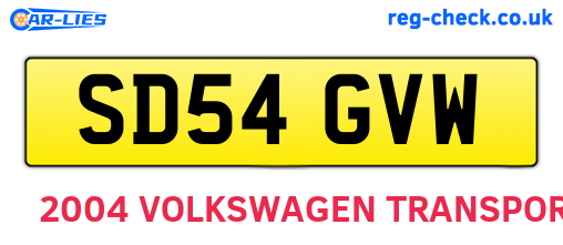 SD54GVW are the vehicle registration plates.