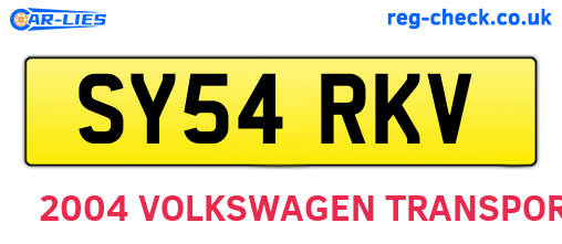 SY54RKV are the vehicle registration plates.