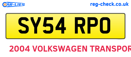 SY54RPO are the vehicle registration plates.