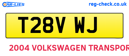 T28VWJ are the vehicle registration plates.