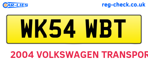 WK54WBT are the vehicle registration plates.