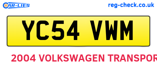 YC54VWM are the vehicle registration plates.