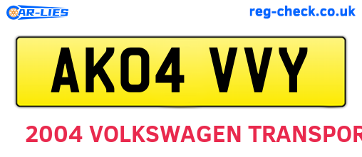 AK04VVY are the vehicle registration plates.