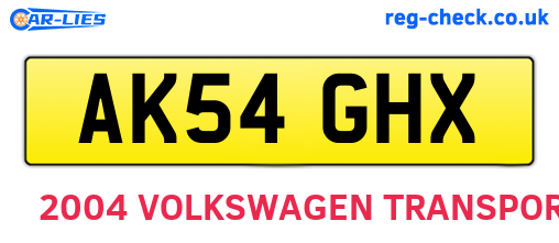 AK54GHX are the vehicle registration plates.