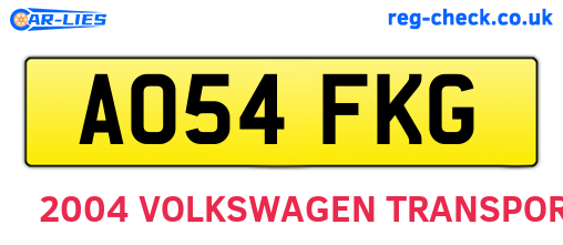 AO54FKG are the vehicle registration plates.