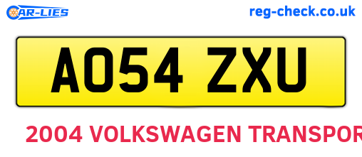 AO54ZXU are the vehicle registration plates.
