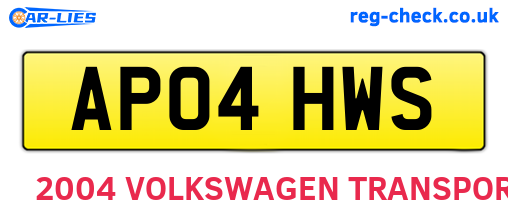 AP04HWS are the vehicle registration plates.