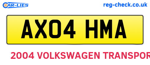 AX04HMA are the vehicle registration plates.