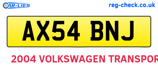 AX54BNJ are the vehicle registration plates.