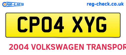 CP04XYG are the vehicle registration plates.