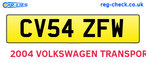 CV54ZFW are the vehicle registration plates.