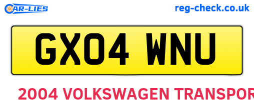 GX04WNU are the vehicle registration plates.