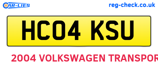 HC04KSU are the vehicle registration plates.