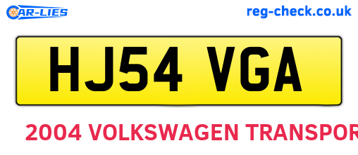 HJ54VGA are the vehicle registration plates.