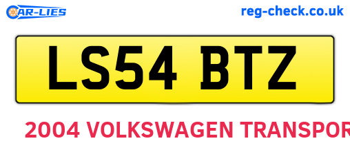 LS54BTZ are the vehicle registration plates.