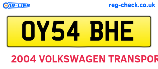 OY54BHE are the vehicle registration plates.