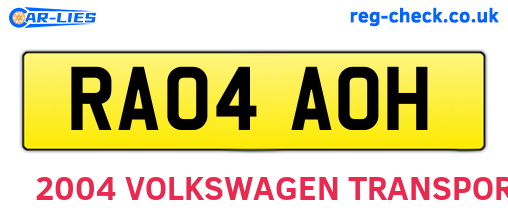 RA04AOH are the vehicle registration plates.