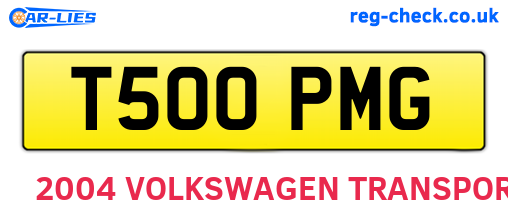 T500PMG are the vehicle registration plates.