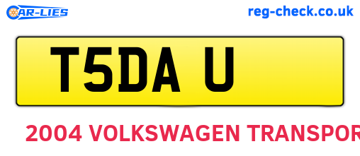 T5DAU are the vehicle registration plates.