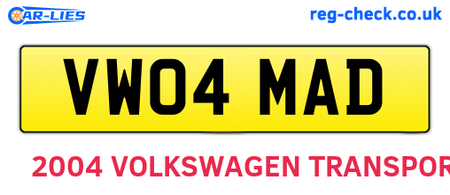 VW04MAD are the vehicle registration plates.