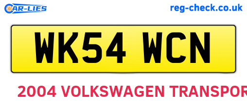 WK54WCN are the vehicle registration plates.