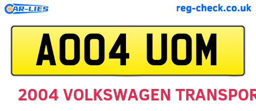 AO04UOM are the vehicle registration plates.