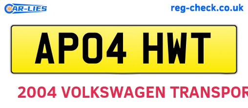 AP04HWT are the vehicle registration plates.