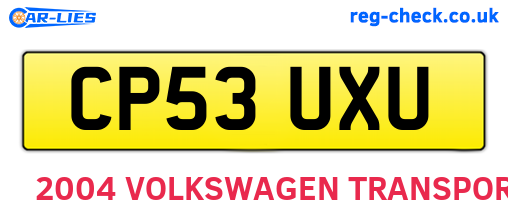 CP53UXU are the vehicle registration plates.