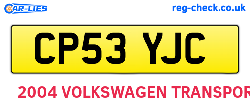 CP53YJC are the vehicle registration plates.
