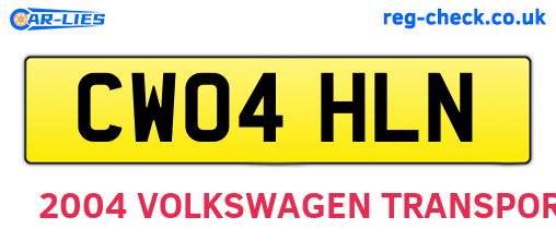CW04HLN are the vehicle registration plates.