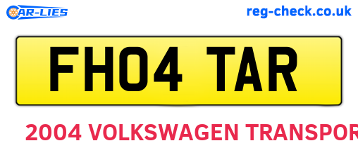 FH04TAR are the vehicle registration plates.