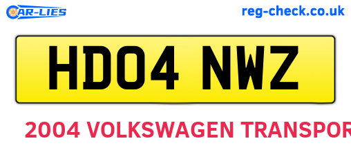 HD04NWZ are the vehicle registration plates.