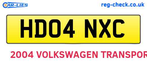 HD04NXC are the vehicle registration plates.