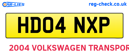 HD04NXP are the vehicle registration plates.