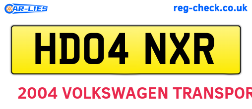 HD04NXR are the vehicle registration plates.