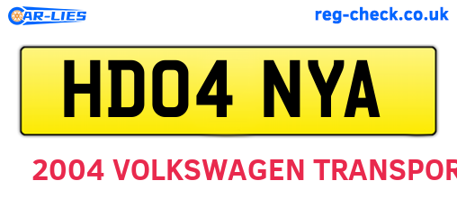 HD04NYA are the vehicle registration plates.