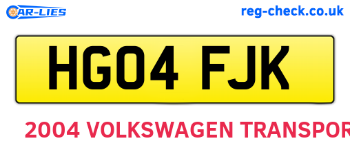 HG04FJK are the vehicle registration plates.