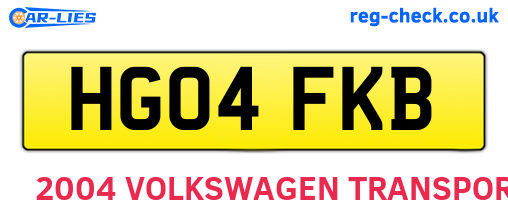HG04FKB are the vehicle registration plates.