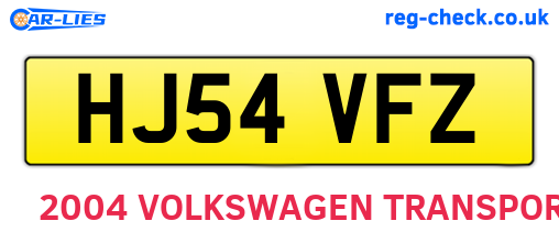 HJ54VFZ are the vehicle registration plates.