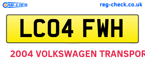 LC04FWH are the vehicle registration plates.