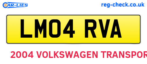 LM04RVA are the vehicle registration plates.