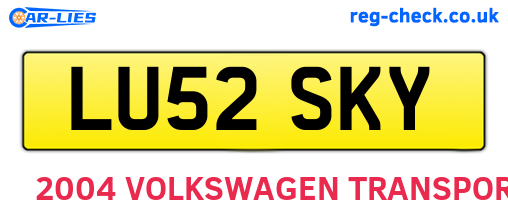 LU52SKY are the vehicle registration plates.