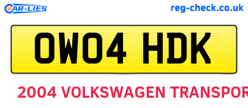 OW04HDK are the vehicle registration plates.