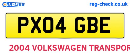 PX04GBE are the vehicle registration plates.