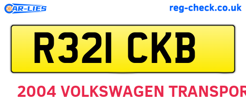 R321CKB are the vehicle registration plates.