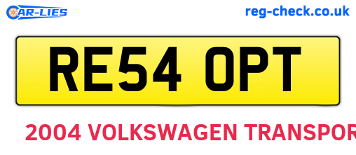 RE54OPT are the vehicle registration plates.