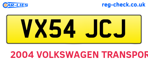 VX54JCJ are the vehicle registration plates.