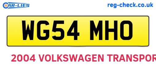 WG54MHO are the vehicle registration plates.